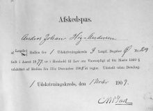1909 Anders Johan Høg-Andersen avskedspass